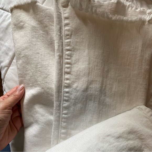 Current/Elliott The Fip Flop Sugar White Jeans Flare Raw Fringe Hem Edgy  Sz 25 - Picture 6 of 15